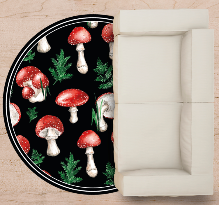 Mushroom forest motif nature vinyl rug - TenStickers