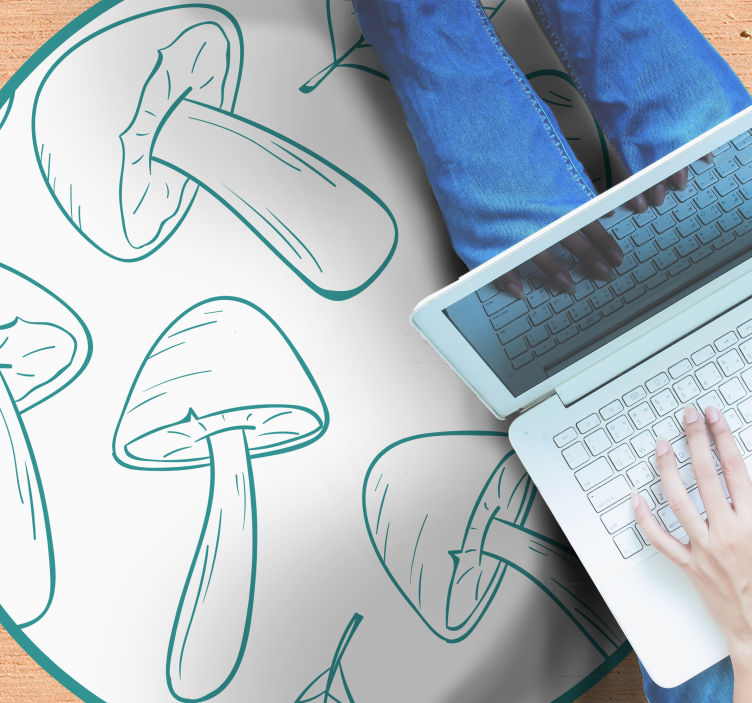 Mushroom Leaf Motif nature vinyl rug - TenStickers