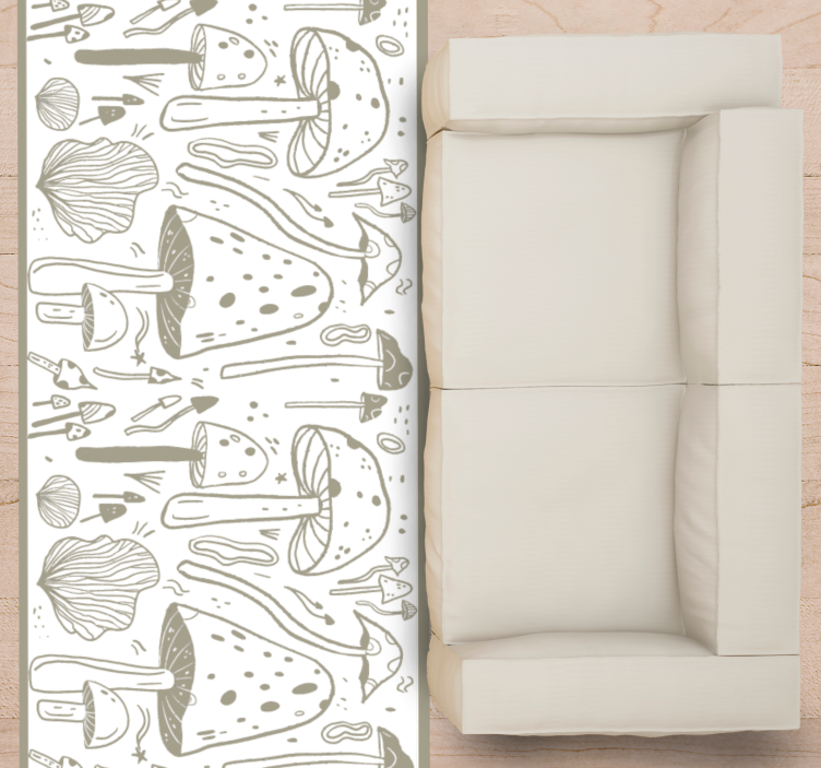 Mushroom sketches vinyl rug flowers - TenStickers