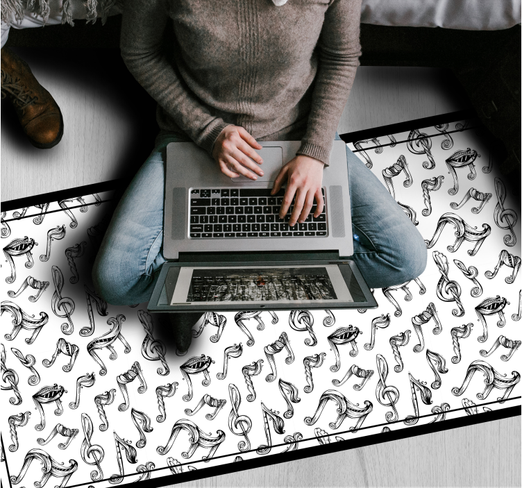 Music Note Design teenage bedroom vinyl rug - TenStickers
