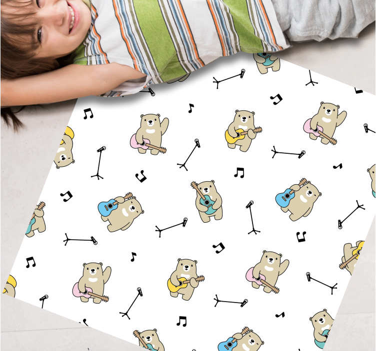 Musical Bears Pattern nursery vinyl rug - TenStickers