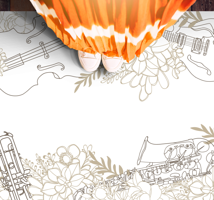 Musical Floral Arrangement vinyl rug flowers - TenStickers