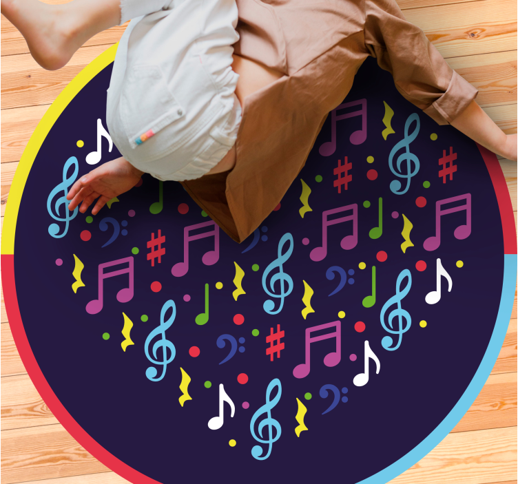 Musical Note Heart teenage bedroom vinyl rug - TenStickers