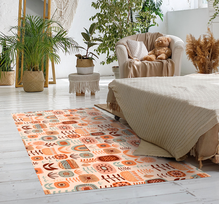 NATURAL FLORAL PATTERNS vinyl rug flowers - TenStickers
