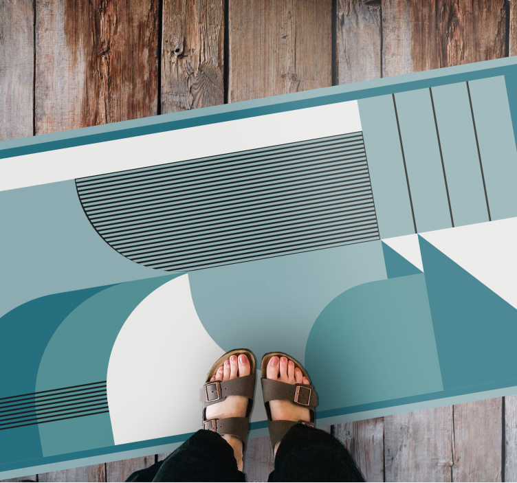 Blue abstract geometric shapes modern vinyl rug - TenStickers