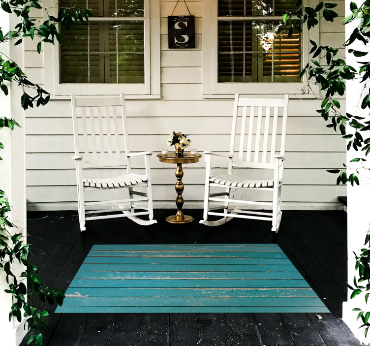Old blue wood effect vinyl rug - TenStickers