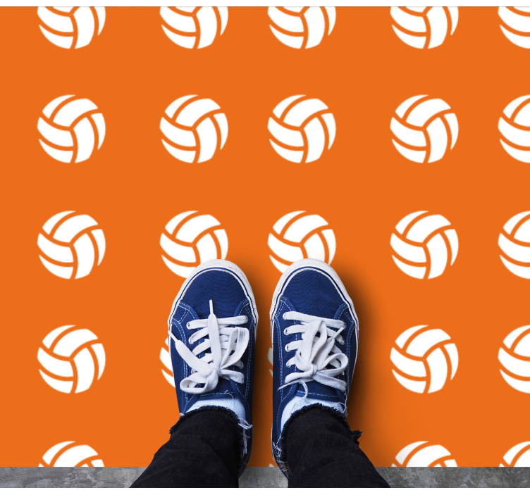 Orange Volleyball Pattern vinyl rug gaming - TenStickers