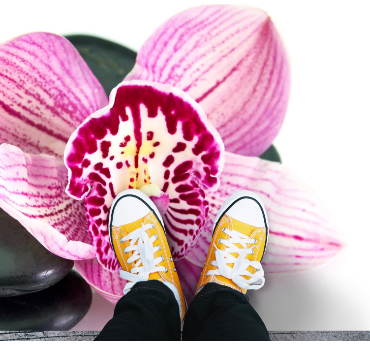 Orchid and Stones vinyl rug flowers - TenStickers