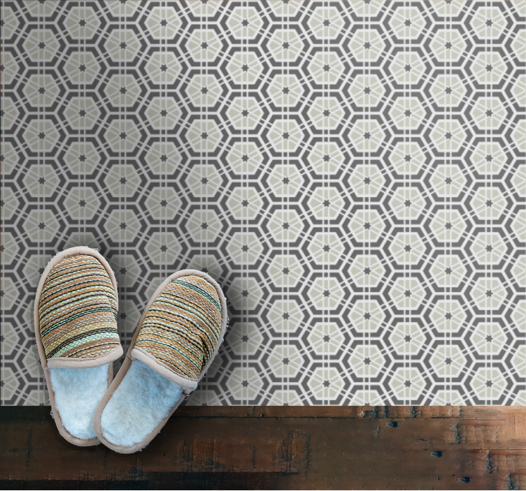 Ornamental gray pattern bathroom flooring - TenStickers