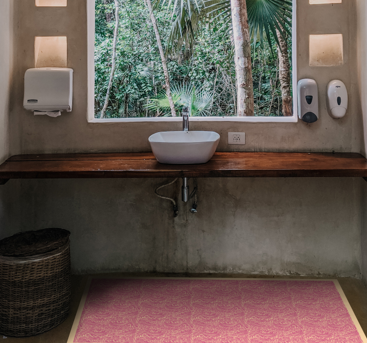 Ornamental Motif vinyl rug bathroom - TenStickers