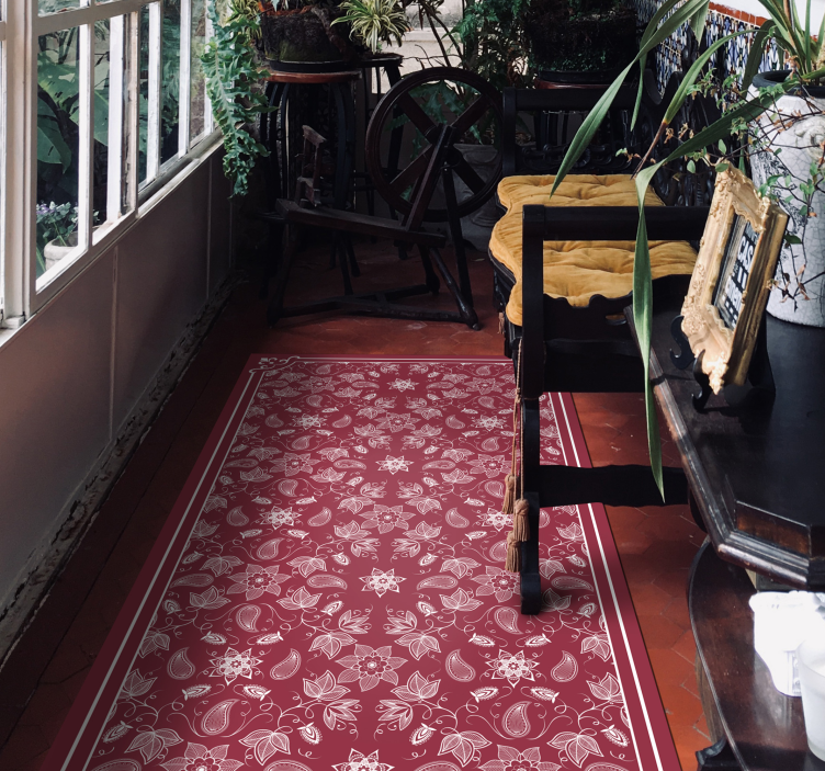 Ornate Floral Tapestry mosaic vinyl rug - TenStickers