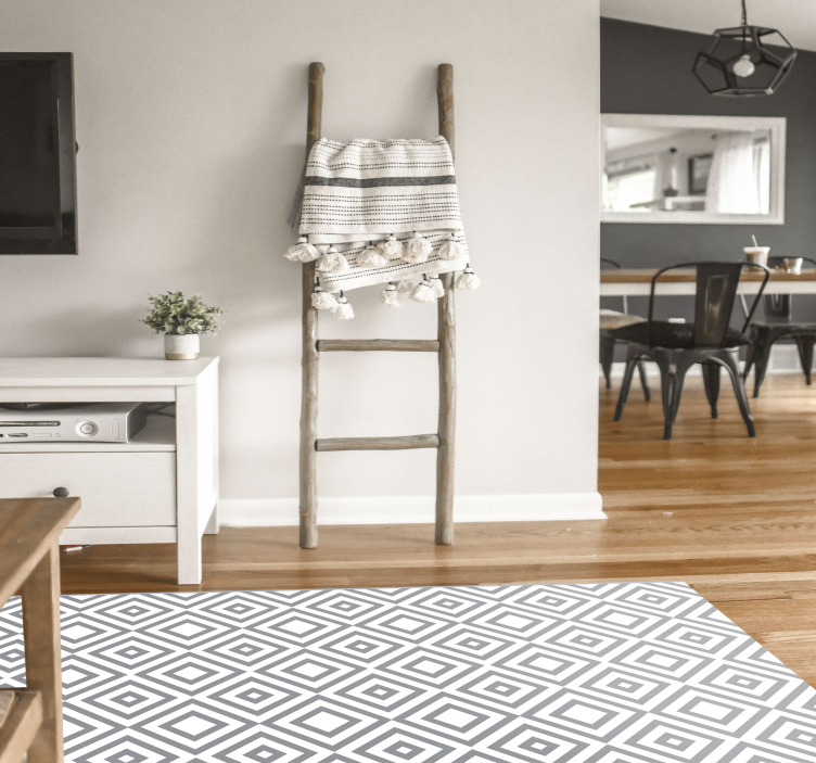 Panorama grey squares modern vinyl rug - TenStickers