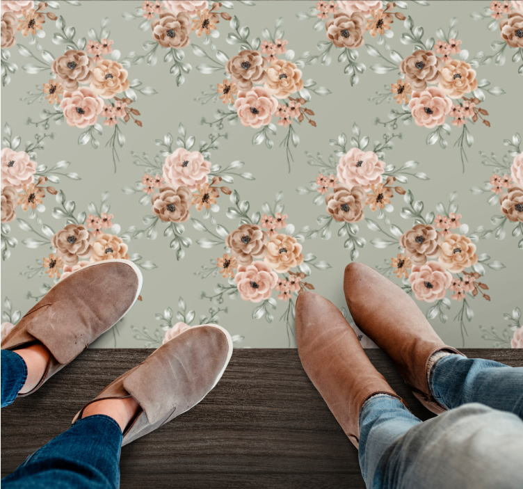 Pastel colors Pattern vinyl rug flowers - TenStickers