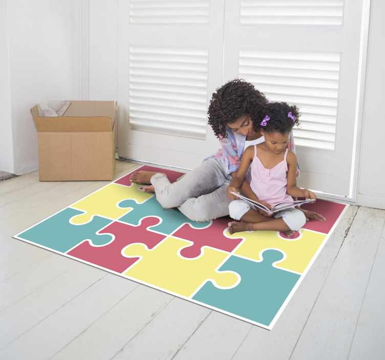 pastel tones puzzle game vinyl rug - TenStickers