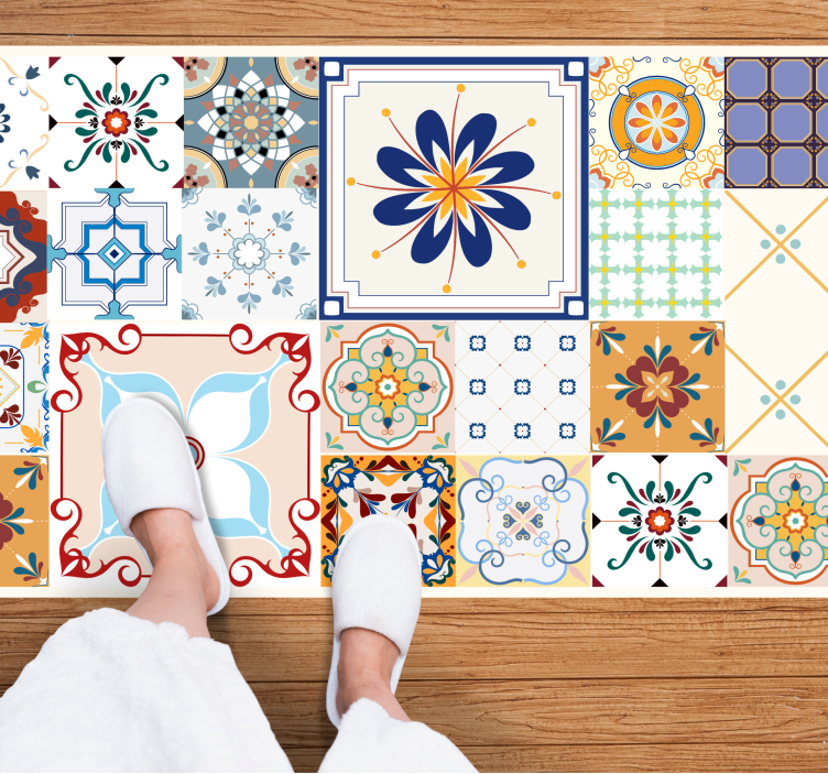 Patchwork Tiles mosaic vinyl rug - TenStickers