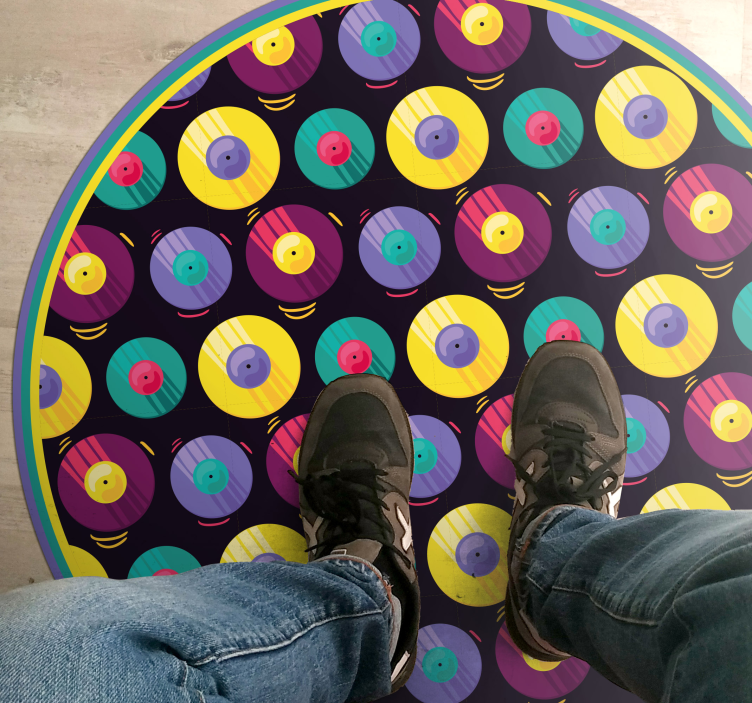 Pattern of vinyl record vintage rug - TenStickers