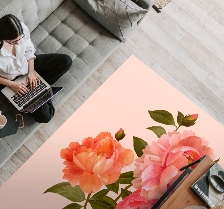 Peony arrangement vinyl rug flowers - TenStickers