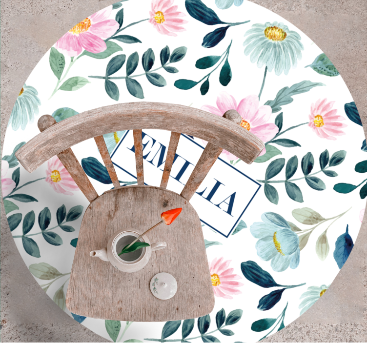 Pink and green luxury design floral rug - TenStickers