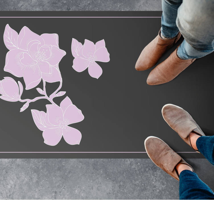 Pink arrangement vinyl rug flowers - TenStickers