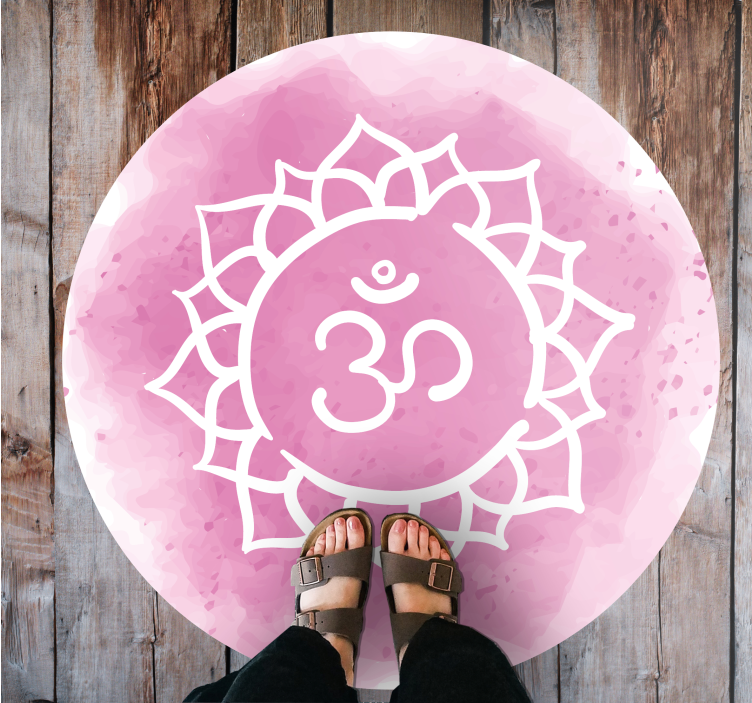 Pink Lotus Symbol mandala vinyl rug - TenStickers