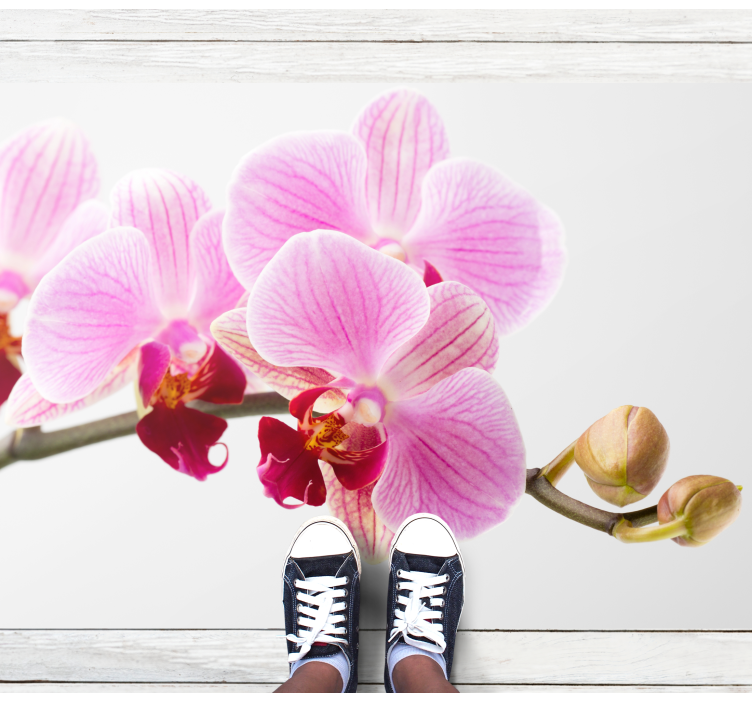 Pink orchid design vinyl rug flowers - TenStickers