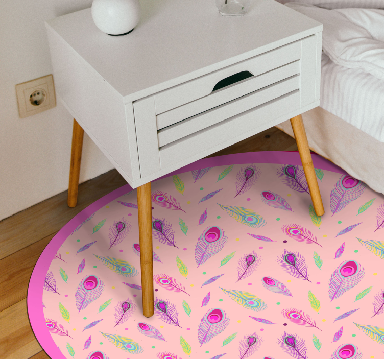 Pink peacock feather animal rug - TenStickers