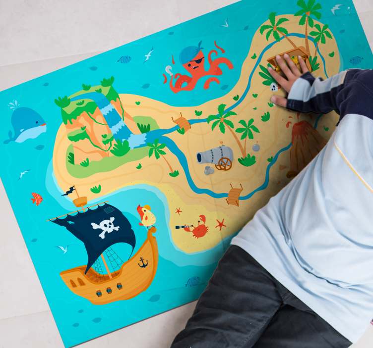 Pirate Adventure Map vinyl rug gaming - TenStickers