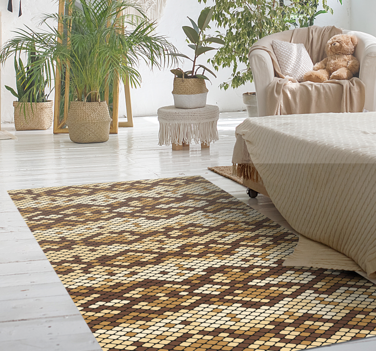 Pixelated Mosaic wood effect vinyl rug - TenStickers