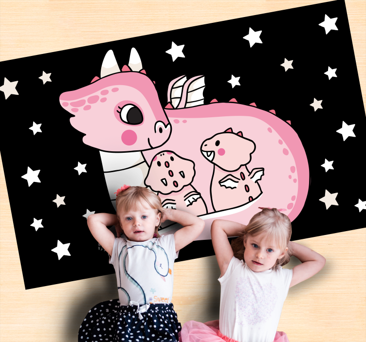 Playful Dragon Duo kids vinyl rug - TenStickers