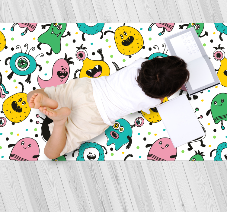 Playful Monster Illustration vinyl rug - TenStickers
