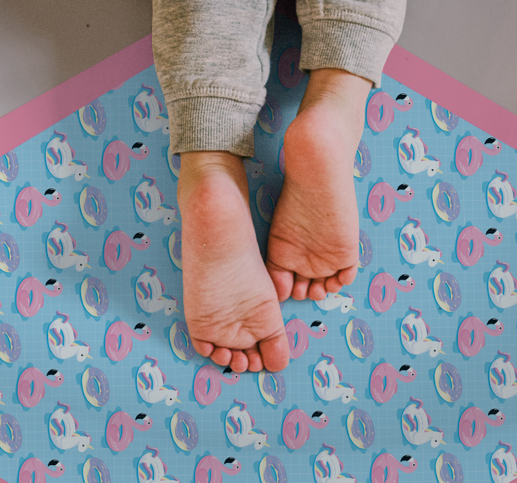 Playful Unicorn Hexagon kids vinyl rug - TenStickers