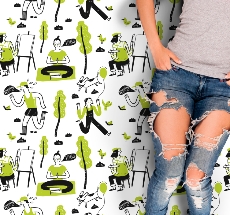 Playful Urban Scenes texture vinyl rug - TenStickers