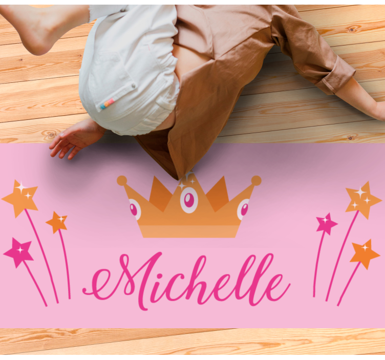 Wands and crown with name vinyl rug - TenStickers