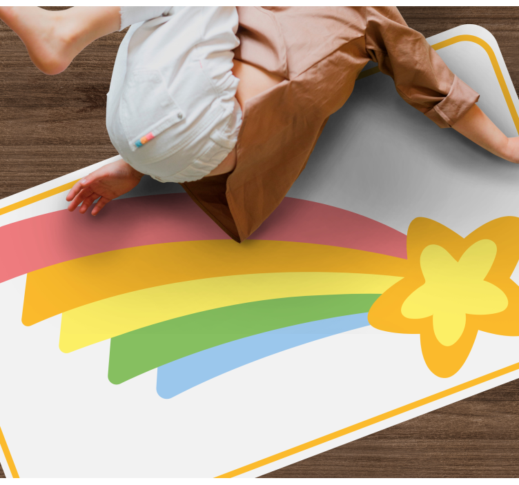 Rainbow Star Motif kids vinyl rug - TenStickers