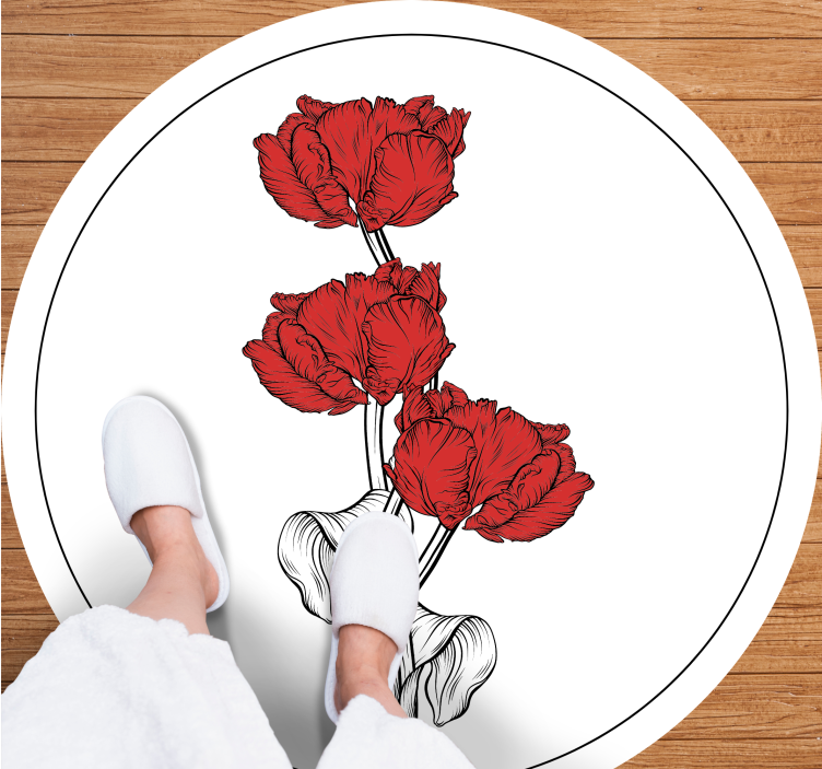 Red Floral Arrangement vinyl rug bathroom - TenStickers