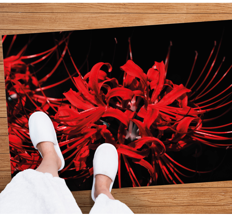 Red Floral Burst vinyl rug flowers - TenStickers