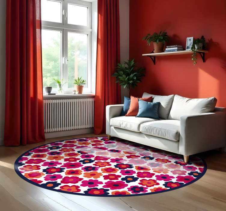 Red poppy vinyl rug flowers - TenStickers