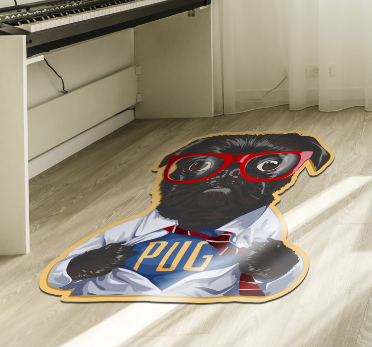 Retro vinyl carpet - dog with glasses - TenStickers