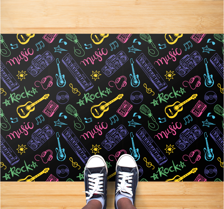 Rock Music Pattern vinyl rug - TenStickers