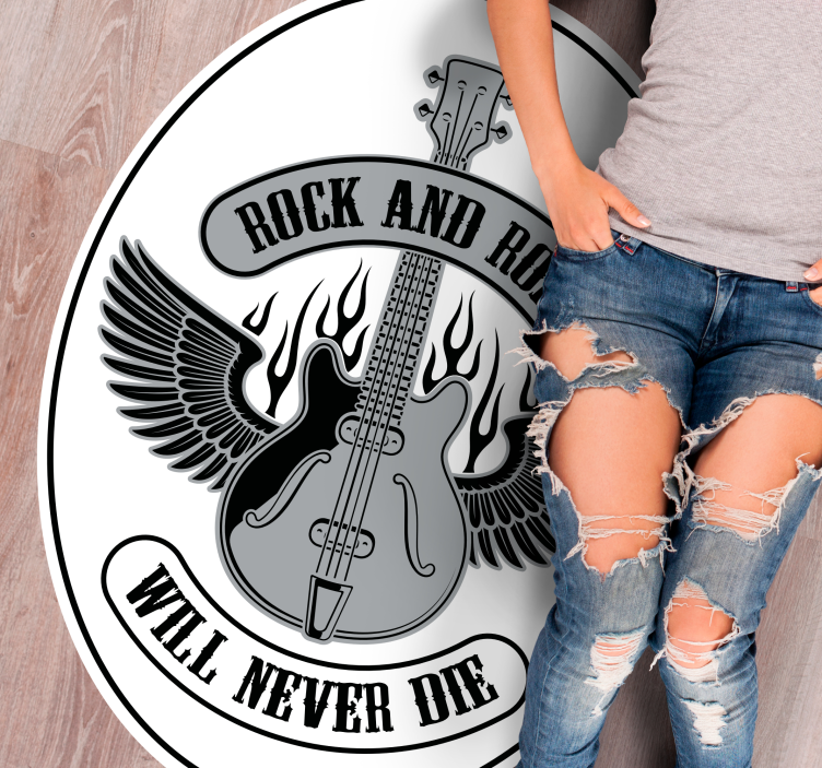 Rock and roll will never die custom vinyl rug - TenStickers
