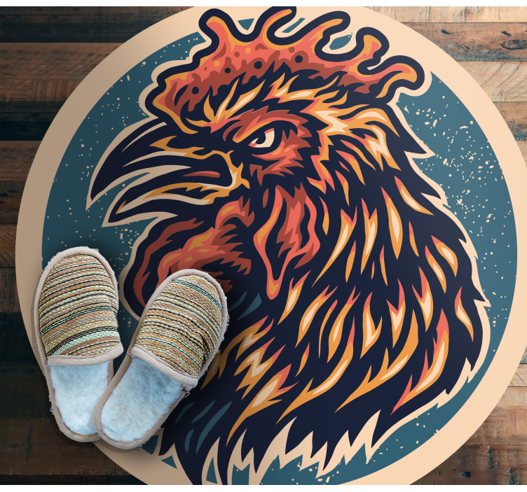 Rooster Head Illustration teenage bedroom vinyl rug - TenStickers