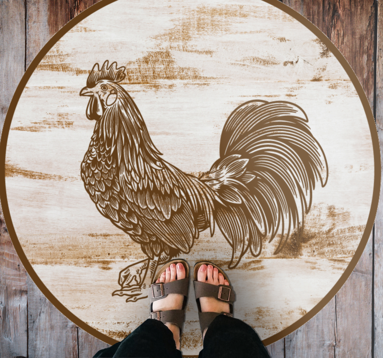 Vintage rooster illustration animal vinyl rug - TenStickers