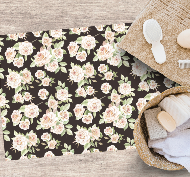 ROSE FLORAL PATTERN vinyl rug flowers - TenStickers