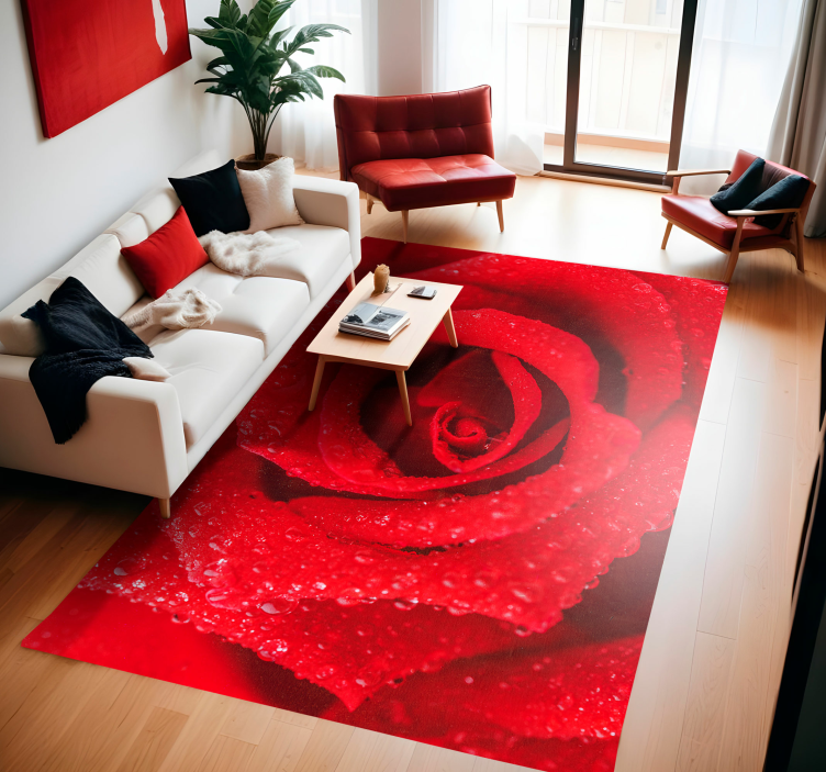 Rose flower red vinyl rug - TenStickers