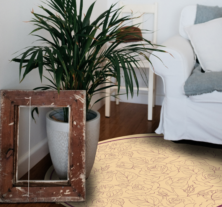 Rose Pattern Round vinyl rug flowers - TenStickers