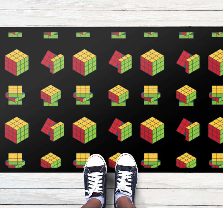 Rubik's Cube Pattern vinyl rug gaming - TenStickers