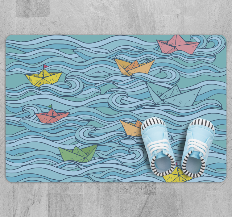 Sailing Paper Boats kids vinyl rug - TenStickers