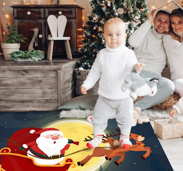 Santa Sleigh Ride christmas vinyl rug - TenStickers