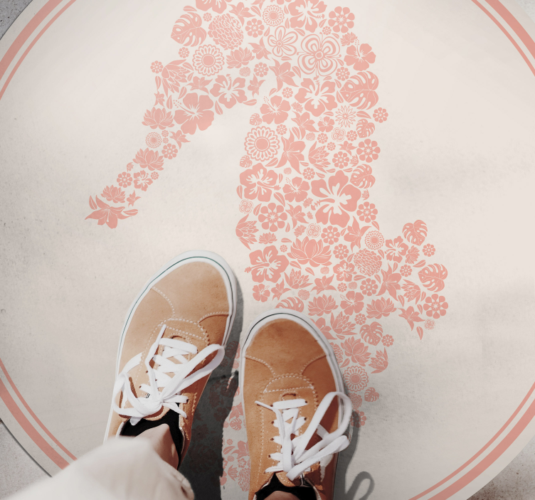 Seahorse Floral Design vinyl rug flowers - TenStickers