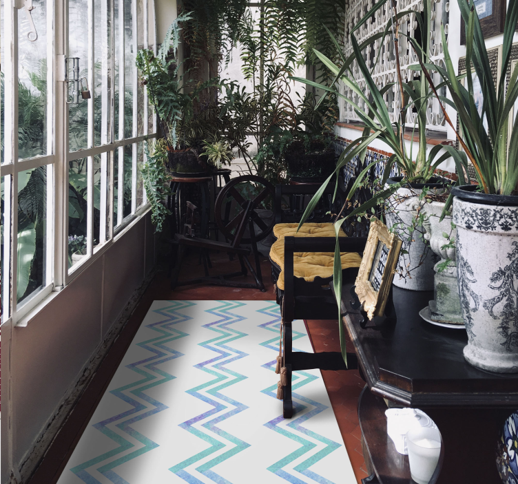 Shades of blue stone zig zag stone floor tiles - TenStickers